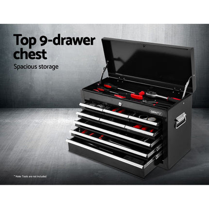 Giantz 16 Drawer Tool Box Cabinet Chest Trolley Toolbox Garage Storage Black.