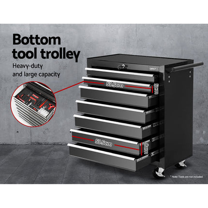 Giantz 17 Drawer Tool Box Cabinet Chest Trolley Toolbox Garage Storage Box Black.