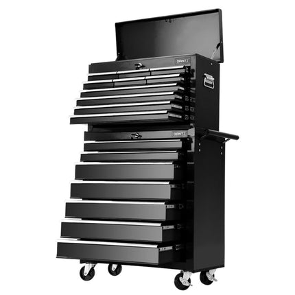 Giantz 17 Drawer Tool Box Cabinet Chest Trolley Toolbox Garage Storage Box Black.