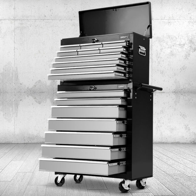 Giantz 17 Drawer Tool Box Cabinet Chest Trolley Toolbox Garage Storage Box Grey.
