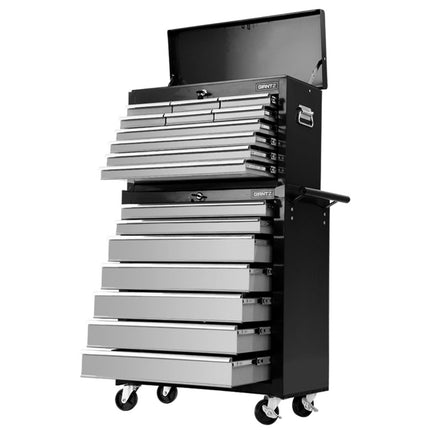 Giantz 17 Drawer Tool Box Cabinet Chest Trolley Toolbox Garage Storage Box Grey.