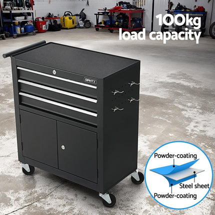 Giantz 3 Drawer Tool Box Chest Cabinet Toolbox Storage Garage Organiser Wheels.