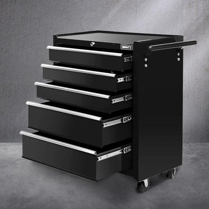 Giantz 5 Drawer Tool Box Cabinet Chest Trolley Box Garage Storage Toolbox Black.