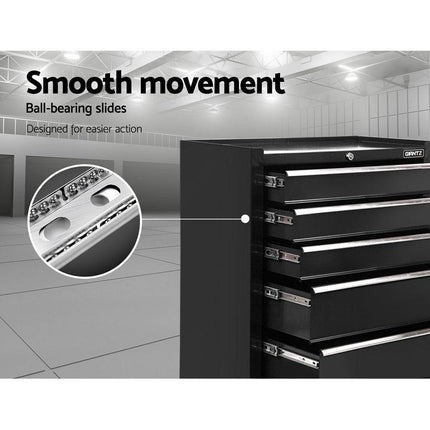 Giantz 5 Drawer Tool Box Cabinet Chest Trolley Box Garage Storage Toolbox Black.