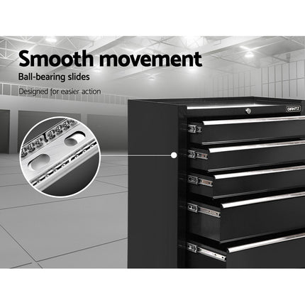 Giantz 5 Drawer Tool Box Cabinet Chest Trolley Box Garage Storage Toolbox Black.