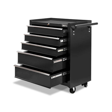 Giantz 5 Drawer Tool Box Cabinet Chest Trolley Box Garage Storage Toolbox Black.