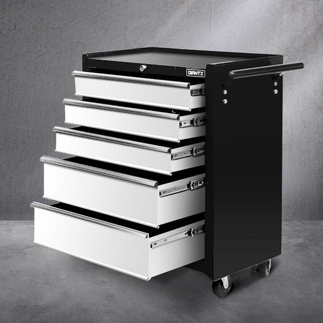 Giantz 5 Drawer Tool Box Cabinet Chest Trolley Box Garage Storage Toolbox Grey.