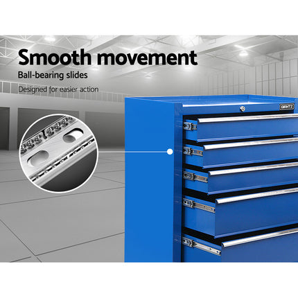 Giantz 5 Drawer Tool Box Cabinet Chest Trolley Box Garage Storage Toolbox Blue.