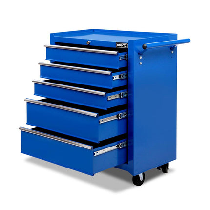 Giantz 5 Drawer Tool Box Cabinet Chest Trolley Box Garage Storage Toolbox Blue.