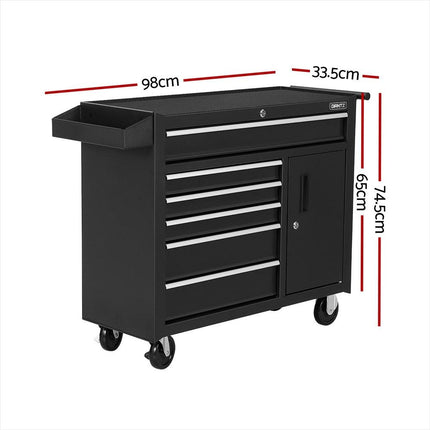 Giantz 6 Drawer Tool Box Chest Cabinet Toolbox Storage Garage Organiser Wheels.