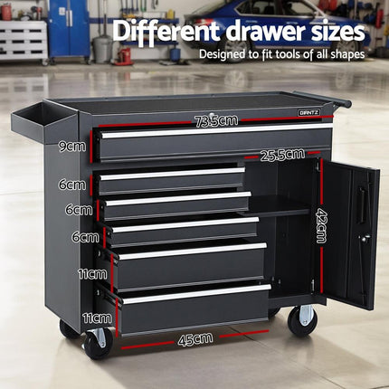 Giantz 6 Drawer Tool Box Chest Cabinet Toolbox Storage Garage Organiser Wheels.