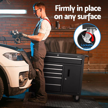 Giantz 6 Drawer Tool Box Chest Cabinet Toolbox Storage Garage Organiser Wheels.