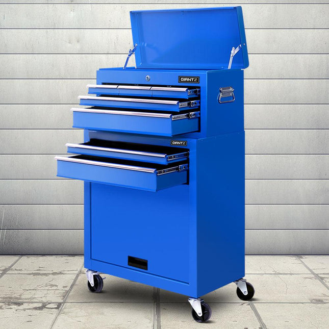 Giantz 7 Drawer Tool Box Cabinet Chest Trolley Toolbox Garage Storage Blue.