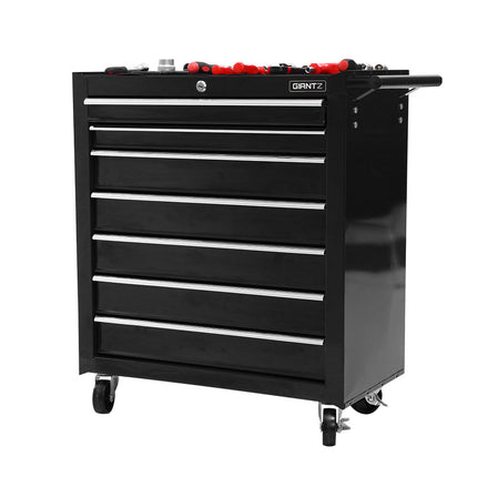 Giantz 7 Drawer Tool Box Cabinet Chest Trolley Storage Garage Toolbox Black.