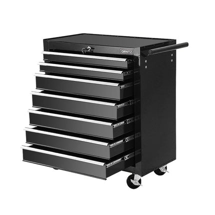Giantz 7 Drawer Tool Box Cabinet Chest Trolley Storage Garage Toolbox Black.