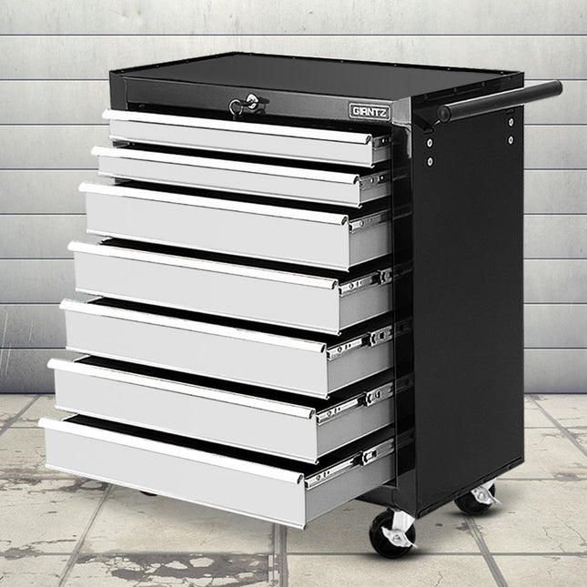 Giantz 7 Drawer Tool Box Cabinet Chest Trolley Storage Garage Toolbox Grey.