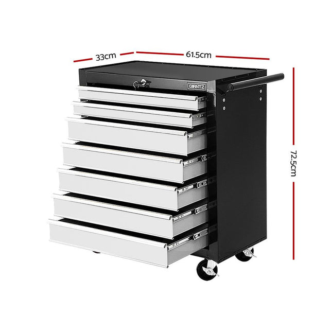 Giantz 7 Drawer Tool Box Cabinet Chest Trolley Storage Garage Toolbox Grey.