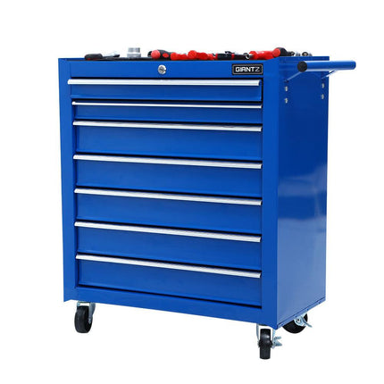 Giantz 7 Drawer Tool Box Cabinet Chest Trolley Storage Garage Toolbox Blue.
