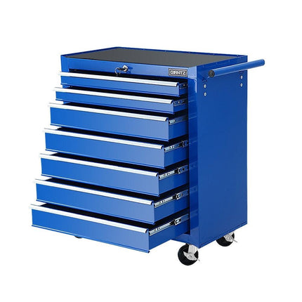 Giantz 7 Drawer Tool Box Cabinet Chest Trolley Storage Garage Toolbox Blue.
