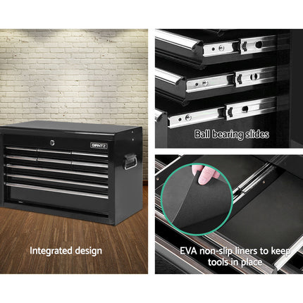 Giantz 9 Drawer Tool Box Cabinet Chest Toolbox Storage Garage Organiser Black.
