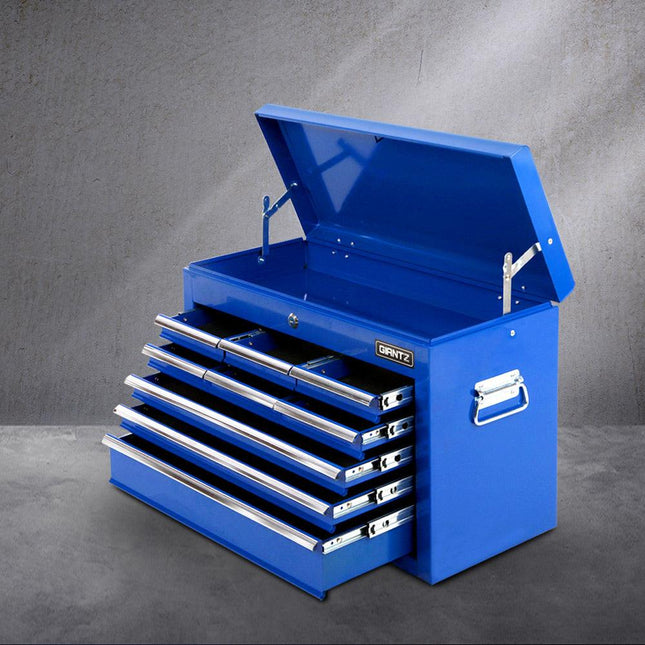 Giantz 9 Drawer Tool Box Cabinet Chest Toolbox Storage Garage Organiser Blue.