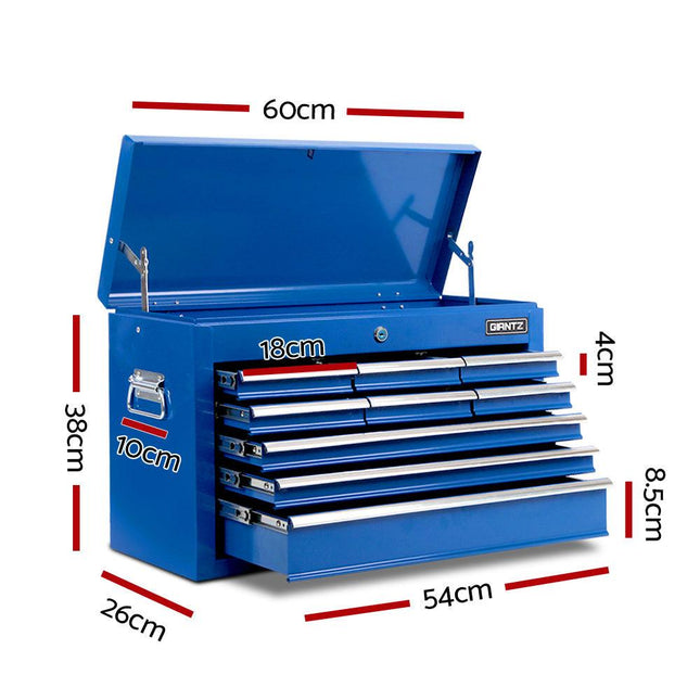 Giantz 9 Drawer Tool Box Cabinet Chest Toolbox Storage Garage Organiser Blue.