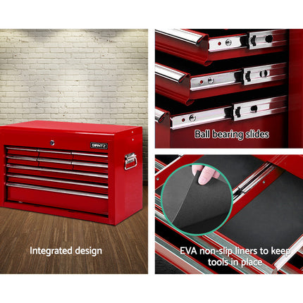 Giantz 9 Drawer Tool Box Cabinet Chest Toolbox Storage Garage Organiser Red.