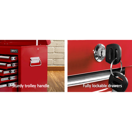 Giantz 9 Drawer Tool Box Cabinet Chest Toolbox Storage Garage Organiser Red.