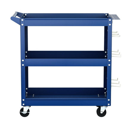 Giantz 3-Tier Tool Cart Storage Trolley Workshop Garage Pegboard Hooks Blue.