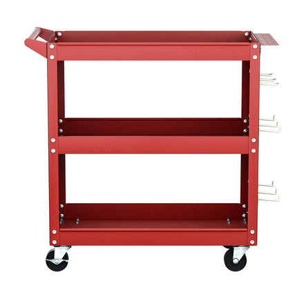 Giantz 3-Tier Tool Cart Storage Trolley Workshop Garage Pegboard Hooks Red.