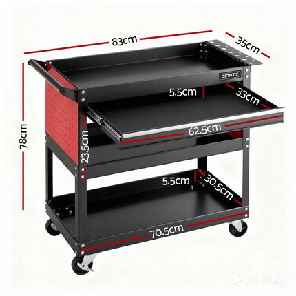 Giantz Tool Trolley Cart Rolling Cabinet with Drawer Workshop Garage Storage.
