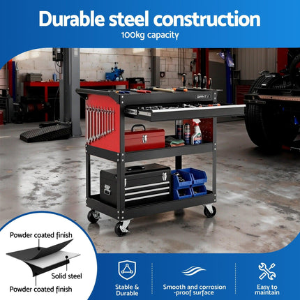 Giantz Tool Trolley Cart Rolling Cabinet with Drawer Workshop Garage Storage.