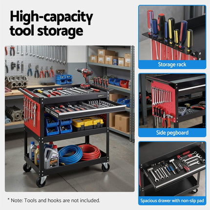 Giantz Tool Trolley Cart Rolling Cabinet with Drawer Workshop Garage Storage.