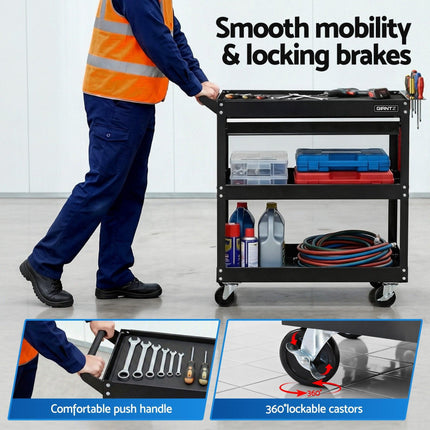 Giantz Tool Trolley Cart Rolling Cabinet with Drawer Workshop Garage Storage.