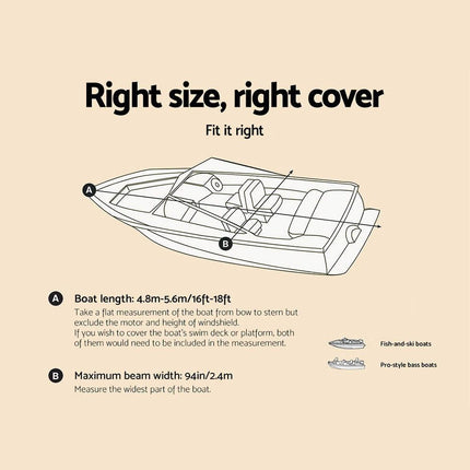 Seamanship 16-18.5ft Boat Cover Trailerable Marine Grade 600D.