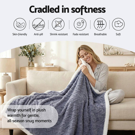 Giselle 152x203cm Throw Blanket Double-Sided Fleece Lightweight For Sofa Couch Bed Queen.