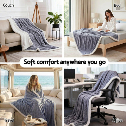 Giselle 152x203cm Throw Blanket Double-Sided Fleece Lightweight For Sofa Couch Bed Queen.