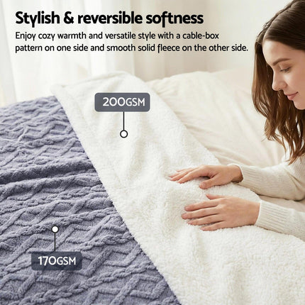 Giselle 152x203cm Throw Blanket Double-Sided Fleece Lightweight For Sofa Couch Bed Queen.