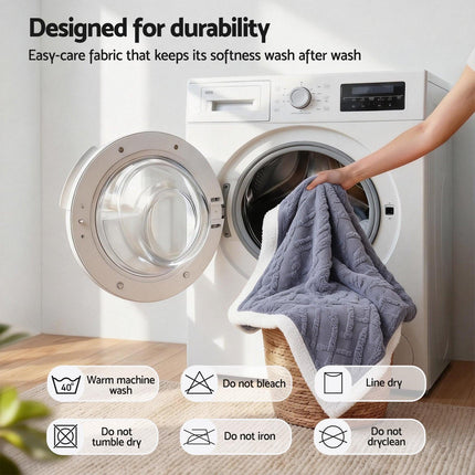 Giselle 152x203cm Throw Blanket Double-Sided Fleece Lightweight For Sofa Couch Bed Queen.