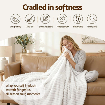 Giselle 127x152cm Throw Blanket Fleece Soft Lightweight Cozy Sofa Couch Bed Throw.
