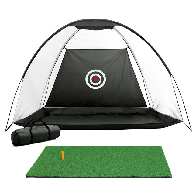 Everfit 3M Golf Practice Net And Training Mat Set Driving Target Black.