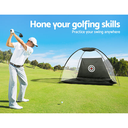 Everfit 3M Golf Practice Net And Training Mat Set Driving Target Black.