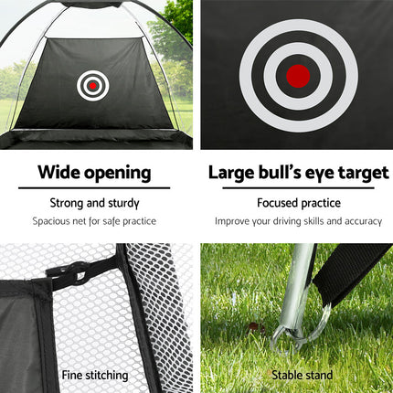 Everfit 3M Golf Practice Net And Training Mat Set Driving Target Black.