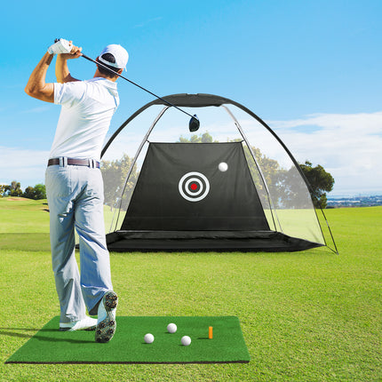 Everfit 3M Golf Practice Net And Training Mat Set Driving Target Black.