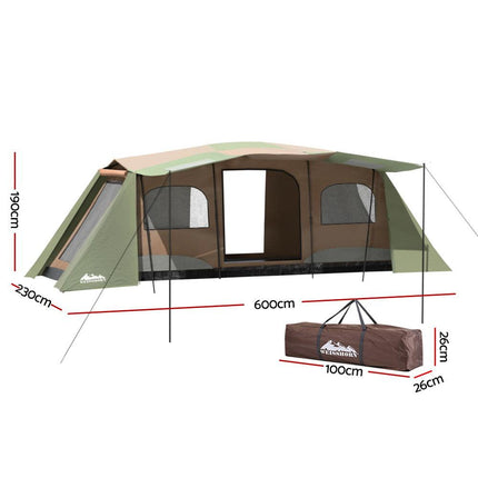 Weisshorn Instant Up Camping Tent 10 Person Outdoor Family Hiking Tents 3 Rooms.