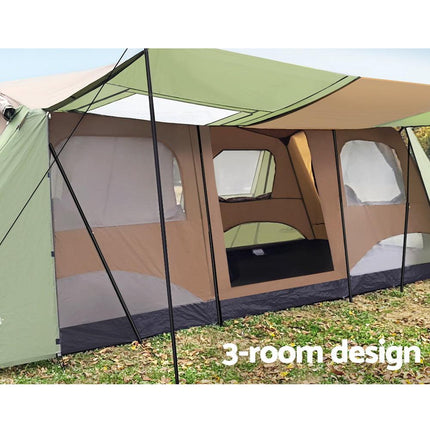 Weisshorn Instant Up Camping Tent 10 Person Outdoor Family Hiking Tents 3 Rooms.