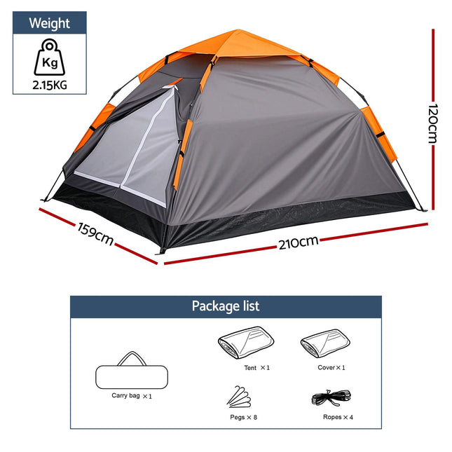 Weisshorn 2 Person Instant Pop Up Camping Tent Automatic Waterproof Hiking Beach.