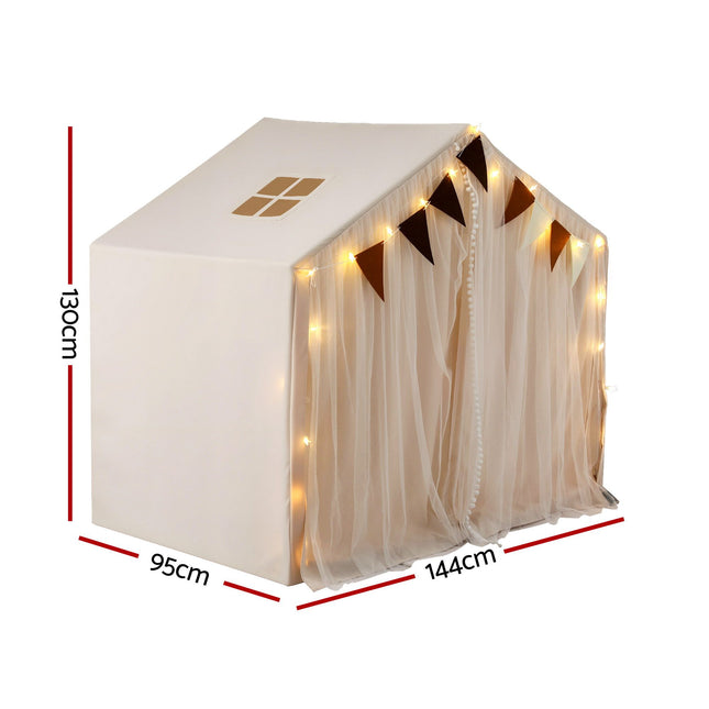 Keezi Kids Play Tent with Star Lights Windows Flag 144cmx95cm Playhouse.