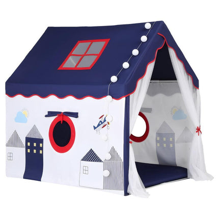 Keezi Kids Play Tent Playhouse Castle with Floor Mat String Ball Light 134X103CM.