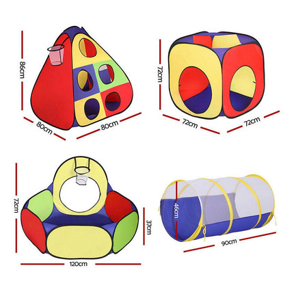 Keezi Kids Play Tent Pop Up Teepee Playhouse Ball Pit Crawl Tunnel Basketball Hoop.